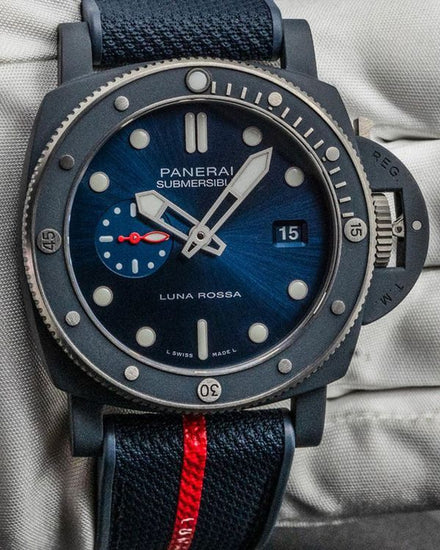 2024 Panerai Submersible Luna Rossa Ti-Ceramitech 44MM Blue Dial Textile Strap (PAM01466)