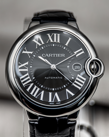 No Reserve - 2016 Cartier Ballon Bleu 42MM Black Dial Leather Strap (WSBB0003)