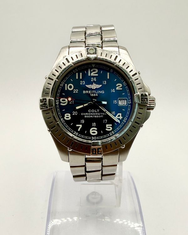 Breitling Colt 38MM Quartz Blue Dial Steel Bracelet (A74350)
