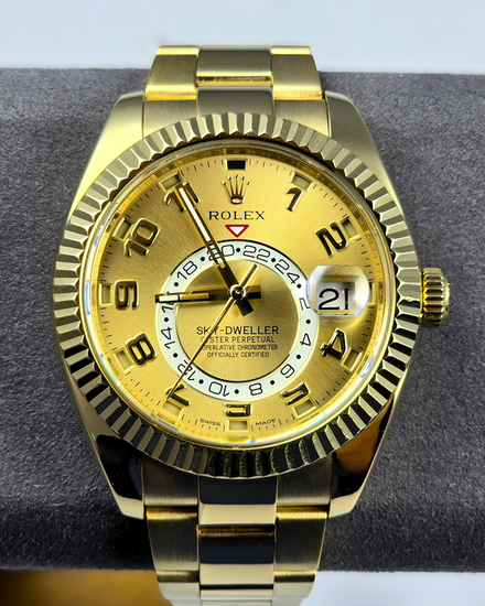 2017 Rolex Sky-Dweller 42MM Champagne Dial Yellow Gold Oyster Bracelet (326938)