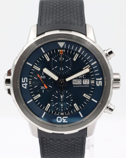 2021 IWC Schaffhausen Aquatimer Chronograph "Expedition Jacques-Yves Cousteau" Edition 44MM Blue Dial Rubber Strap (IW376805)