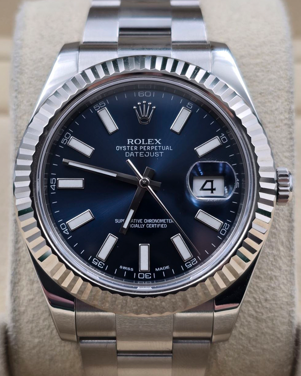2014 Rolex Datejust II 41MM Blue Dial Oyster Bracelet (116334)