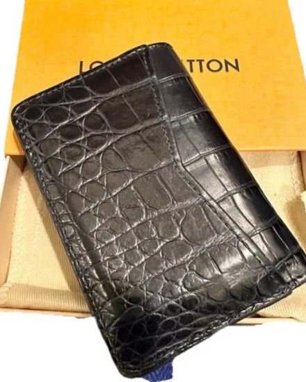 Louis Vuitton Accessories Crocodile Mat Pocket 3 x 4.4 x 0.4IN Dark Blue (Wallet)