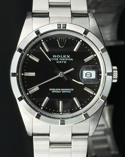1988 Rolex Oyster Perpetual Date "Thunderbird" 34MM Black Dial Oyster Bracelet (15010)
