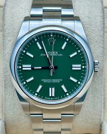 2025 Rolex Oyster Perpetual 41MM Green Dial Oyster Bracelet (124300)