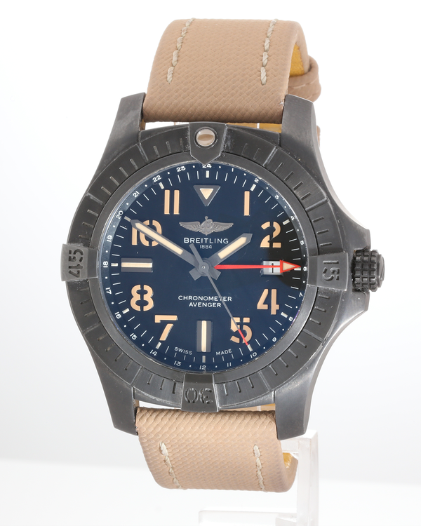 Breitling Avenger GMT 45MM Black Dial Leather Strap (V32395)