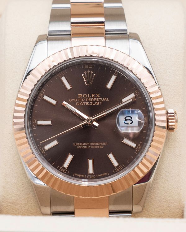 2017 Rolex Datejust 41MM Chocolate Dial Two-Tone Oyster Bracelet (126331)