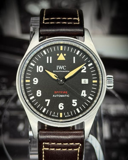 No Reserve - 2019 IWC Schaffhausen Pilot Spitfire 39MM Black Dial Leather Strap (IW326801)