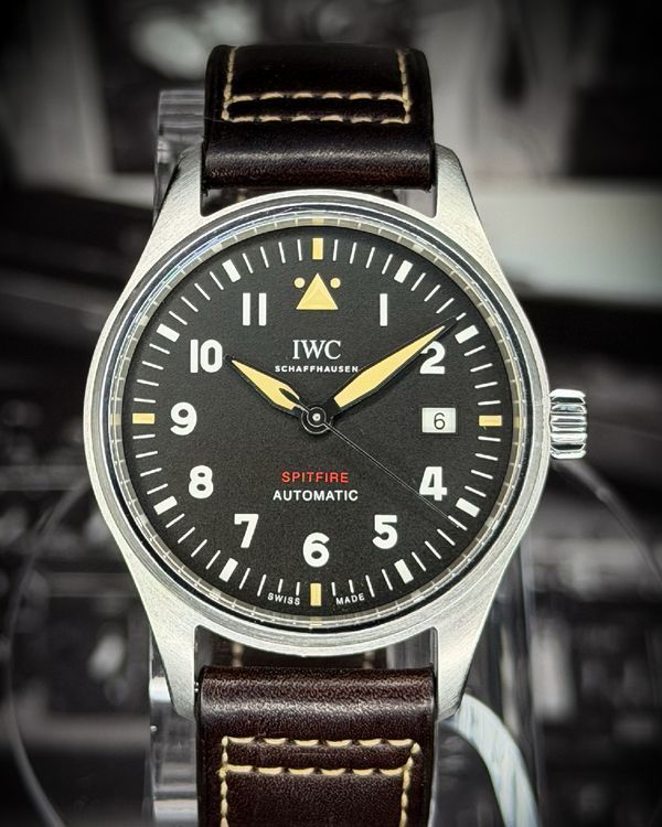 No Reserve - 2019 IWC Schaffhausen Pilot Spitfire 39MM Black Dial Leather Strap (IW326801)