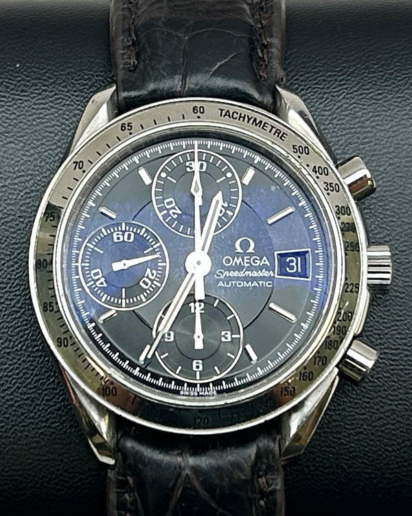 No Reserve - 2007 Omega Speedmaster Date 39MM Black Dial Aftermarket Leather Strap (3513.50.00)