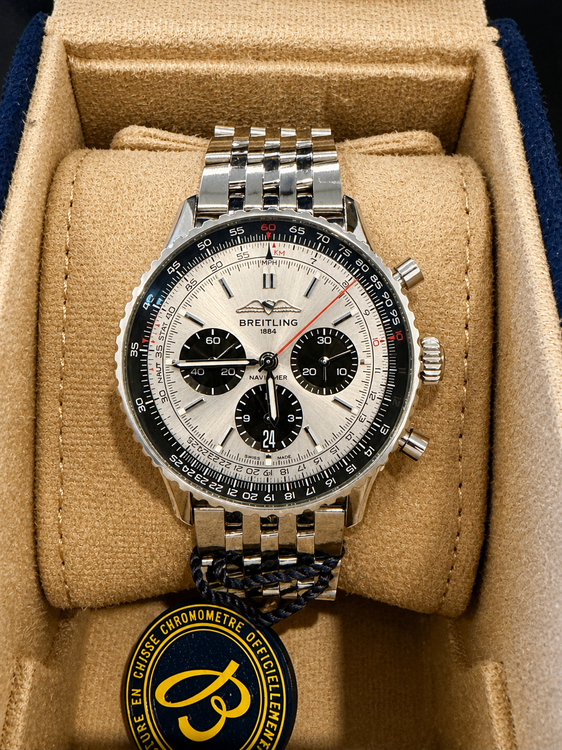 2025 Breitling Navitimer B01 Chronograph 43MM Silver Dial Steel Bracelet (AB0138)