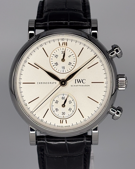 2022 IWC Schaffhausen Portofino 39MM Silver Dial Leather Strap (IW391406)