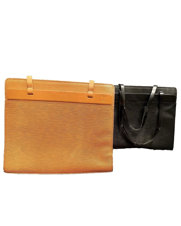 Louis Vuitton Accessories Croisette PM Mandarin/Black Set of 2 12.2 x 10.4IN Leather Steel Hardware Leather Strap (Black/Mandarin Epi Croisette)
