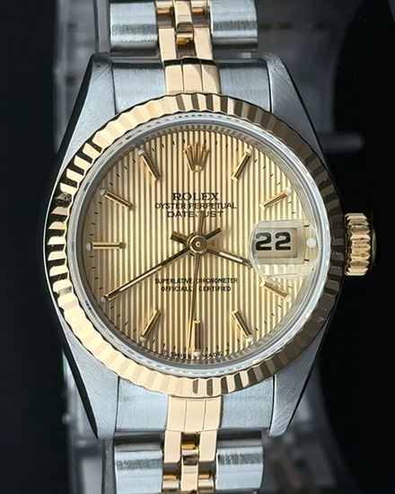 1996 Rolex Lady-Datejust 26MM Champagne "Tapestry" Dial Two-Tone Jubilee Bracelet (69173)