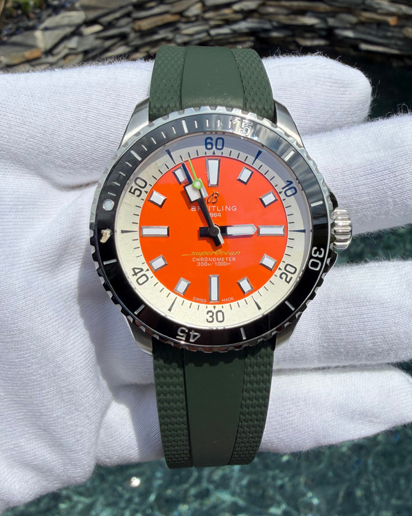 2024 Breitling Superocean "Kelly Slater" L.E. 42MM Orange Dial Rubber Strap (A17375)