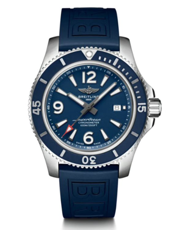 2022 Breitling Superocean 44MM Blue Dial Rubber Strap (A17367)