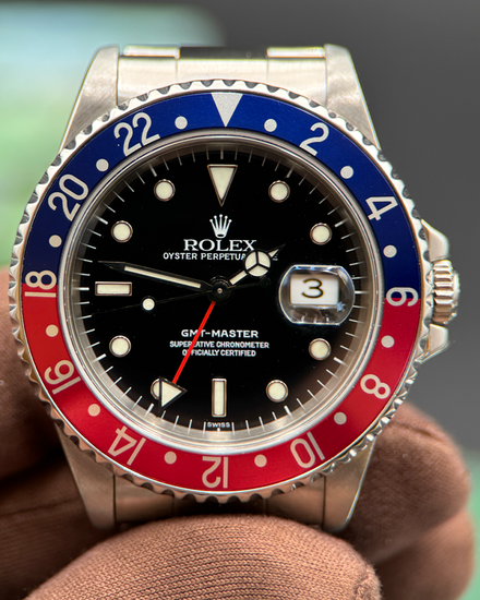 Rolex GMT-Master "Pepsi" 40MM Black "Swiss Only" Dial Oyster Bracelet (16700)