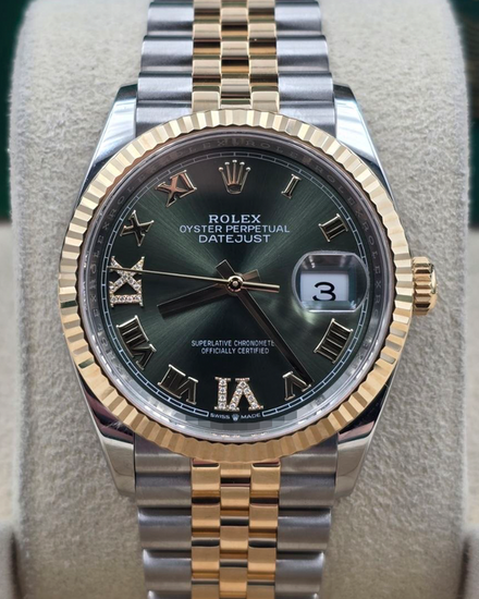 2023 Rolex Datejust 36MM Green Dial Two-Tone Jubilee Bracelet (126233)