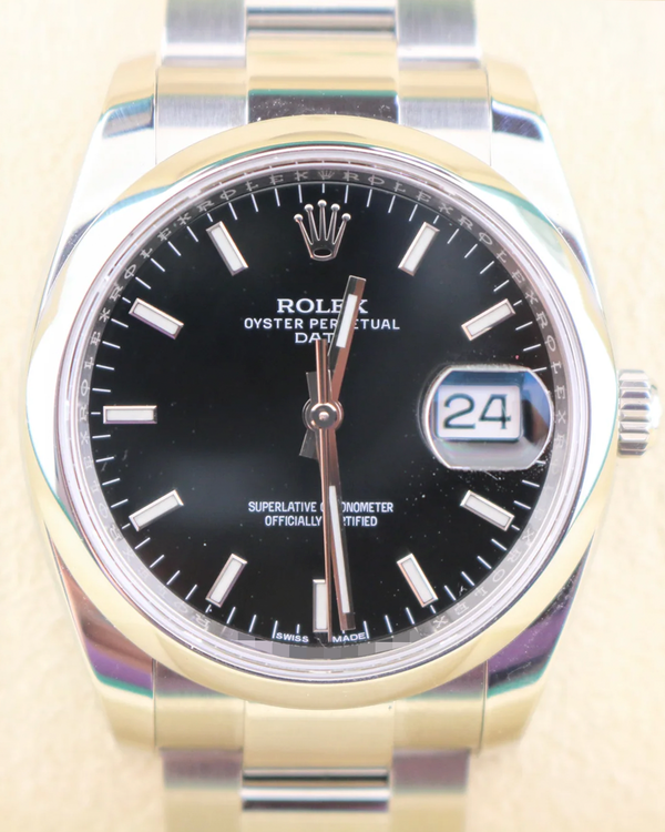 2016 Rolex Oyster Perpetual Date 34MM Black Dial Oyster Bracelet (115200)