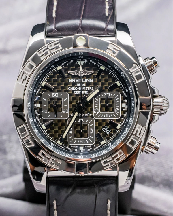 2017 Breitling Chronomat 44MM Carbon Fiber Dial Leather Strap (AB011012/BF76)