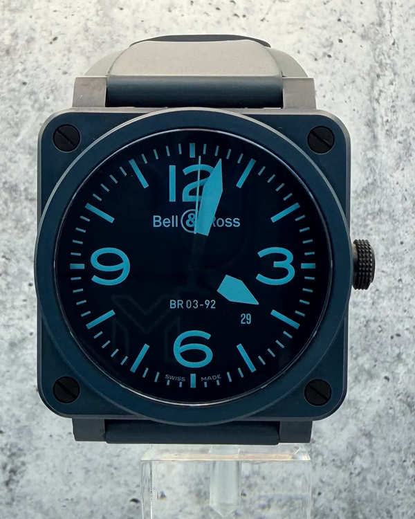 2011 Bell & Ross BR 03 92 Blue Ceramic 42MM Blue Dial Rubber Strap (BR0392-CERAM-BLUE)