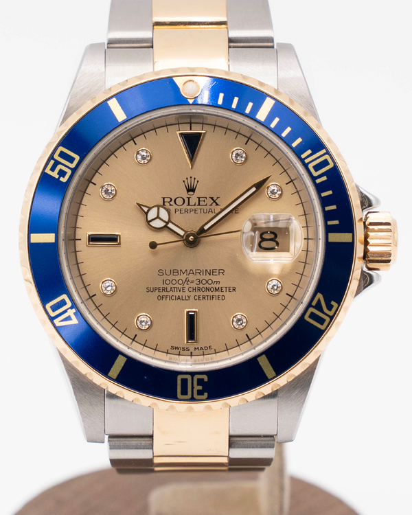 Rolex Submariner Date "Bluesy" 40MM Champagne "Serti" Dial Two-Tone Oyster Bracelet (16613LB)