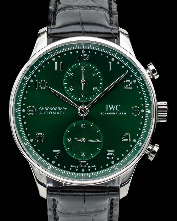 2022 IWC Schaffhausen Portugieser Chronograph 41MM Green Dial Leather Strap (IW371615)