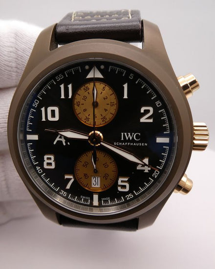 IWC Schaffhausen Pilot Chronograph Antoine De Saint Exupery Edition "The Last Flight" L.E. 46MM Brown Dial Leather Strap (IW388006)