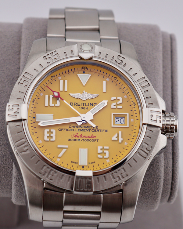 2017 Breitling Avenger II Seawolf 45MM Yellow Dial Steel Bracelet (A17331)
