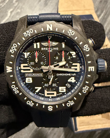 2025 Breitling Endurance Pro 44MM Quartz Black Dial Rubber Strap (X82310)
