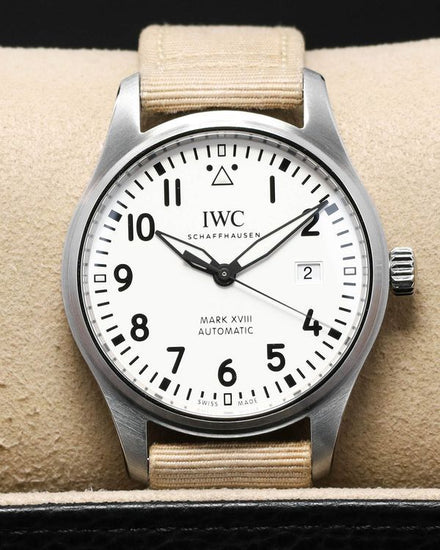 No Reserve - 2019 IWC Schaffhausen Pilot Mark XVIII 40MM Silver Dial Textile Strap (IW327017)
