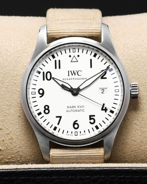 No Reserve - 2019 IWC Schaffhausen Pilot Mark XVIII 40MM Silver Dial Textile Strap (IW327017)