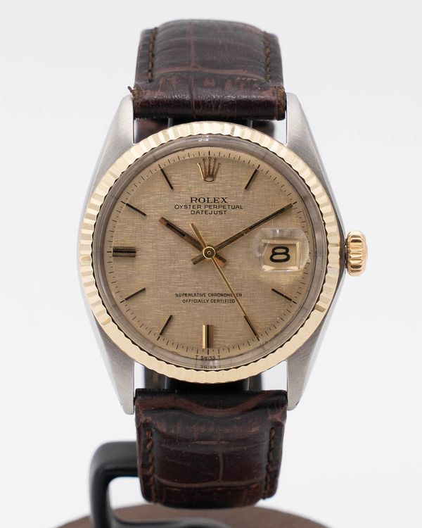 Rolex Datejust 36MM Champagne "Linen" Dial Aftermarket Leather Strap (1601)