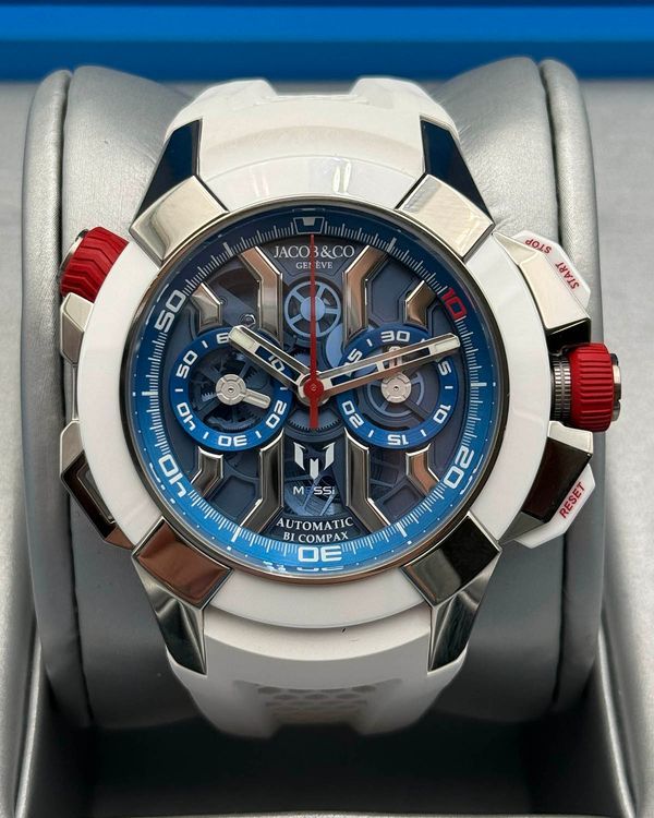 Jacob & Co. Epic X Chrono "Messi" L.E. 47MM Skeleton Dial Rubber Strap (EC313.20.PE.LL.K)