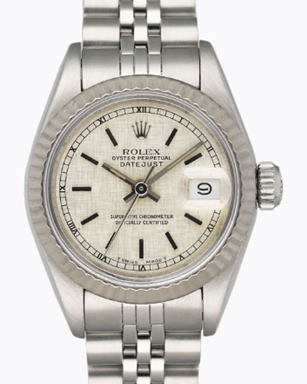1987 Rolex Lady-Datejust 26MM Silver "Linen" Dial Jubilee Bracelet (69174)