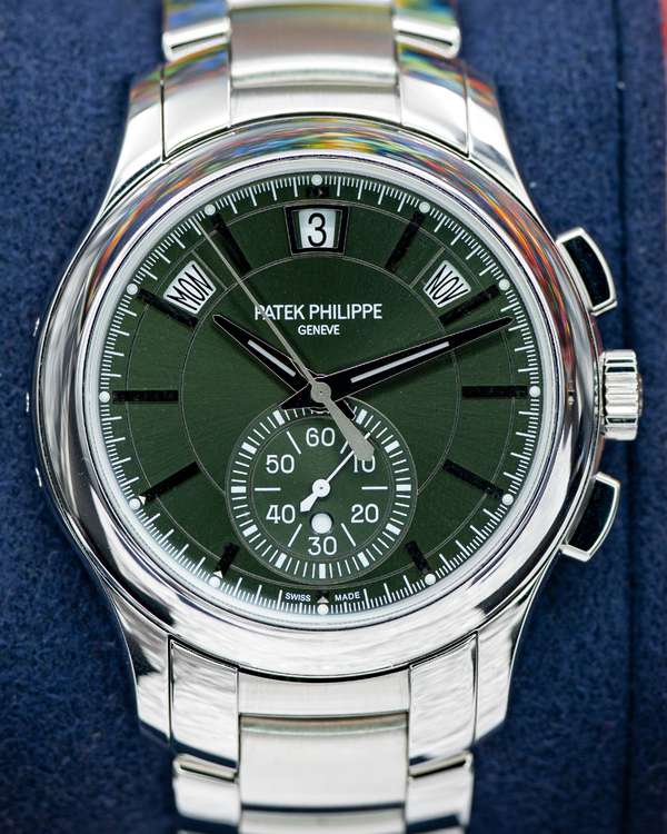 2022 Patek Philippe Annual Calendar Chronograph 42MM Green Dial Steel Bracelet (5905/1A-001)