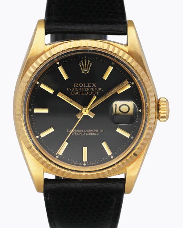 1970 Rolex Datejust 36MM Black Dial Leather Strap (1601)