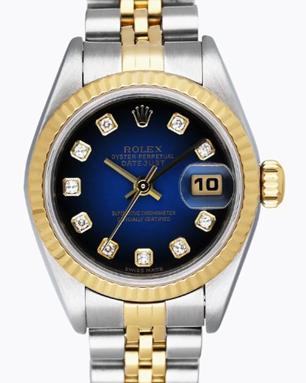 2002 Rolex Lady-Datejust 26MM Blue Vignette Dial Two-Tone Jubilee Bracelet (69173)