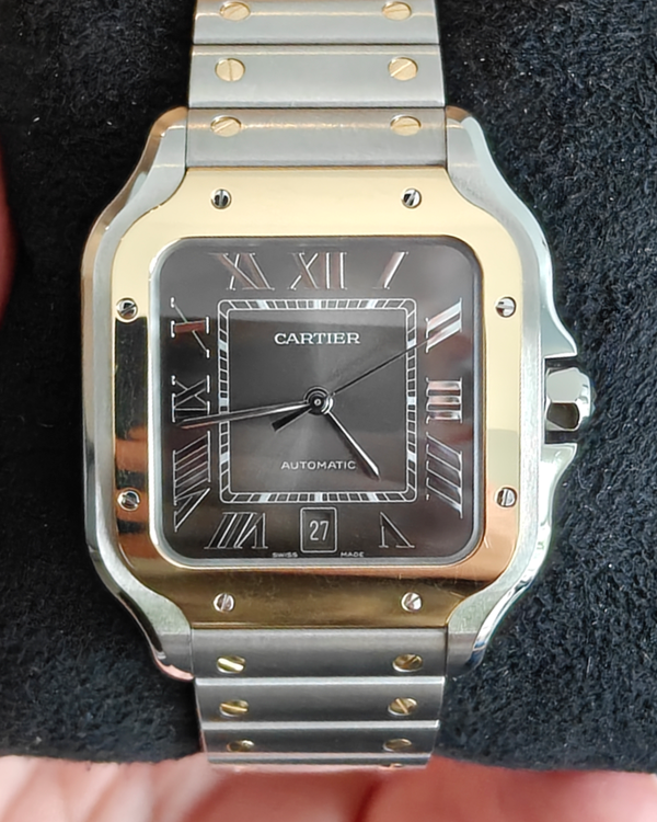 Cartier Santos De Cartier 39.8MM Grey Dial Two-Tone Bracelet (W2SA0030)