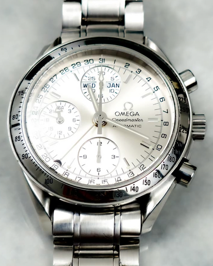 No Reserve - Omega Speedmaster Day-Date 39MM Silver Dial Steel Bracelet (3523.30.00)