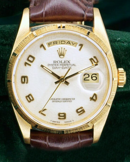 Rolex Day-Date 36MM White "Jubilee" Dial Aftermarket Leather Strap (18248)