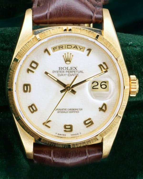 Rolex Day-Date 36MM White "Jubilee" Dial Aftermarket Leather Strap (18248)