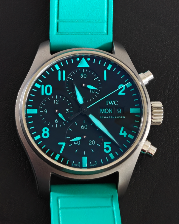 2022 IWC Schaffhausen Pilot Chronograph "Mercedes AMG Petronas F1" 41MM Black Dial Rubber Strap (IW388108)