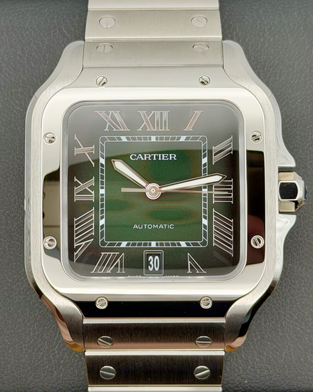 2026 Cartier Santos De Cartier 39.8MM Green Dial Steel Bracelet (WSSA0062)
