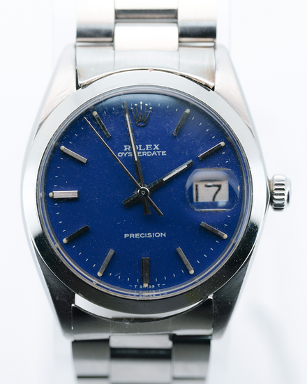No Reserve - Rolex Oyster Precision Date 34MM Aftermarket Blue Dial Oyster Bracelet (6694)