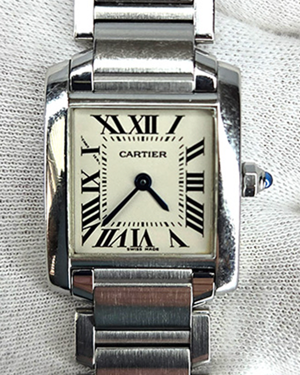 Cartier Tank Française 25MM Quartz White Dial Steel Bracelet (W51008Q3)