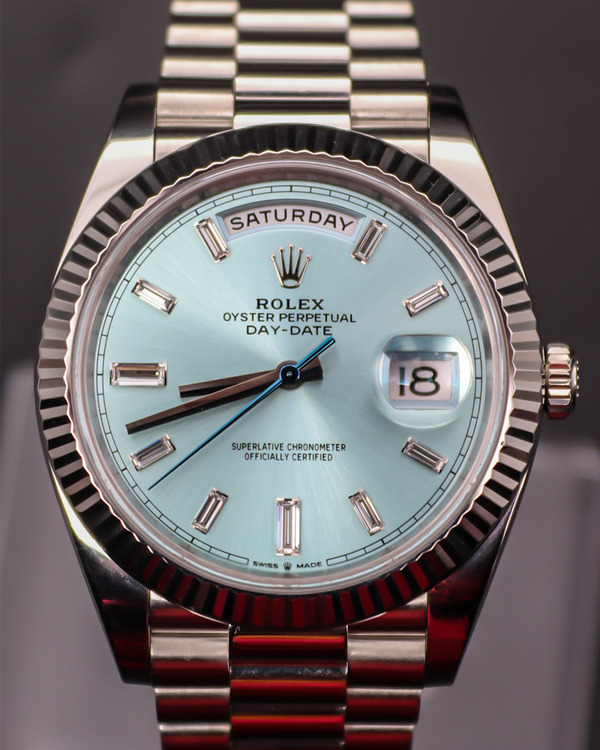 2023 Rolex Day-Date 40MM Ice Blue Dial Platinum President Bracelet (228236)