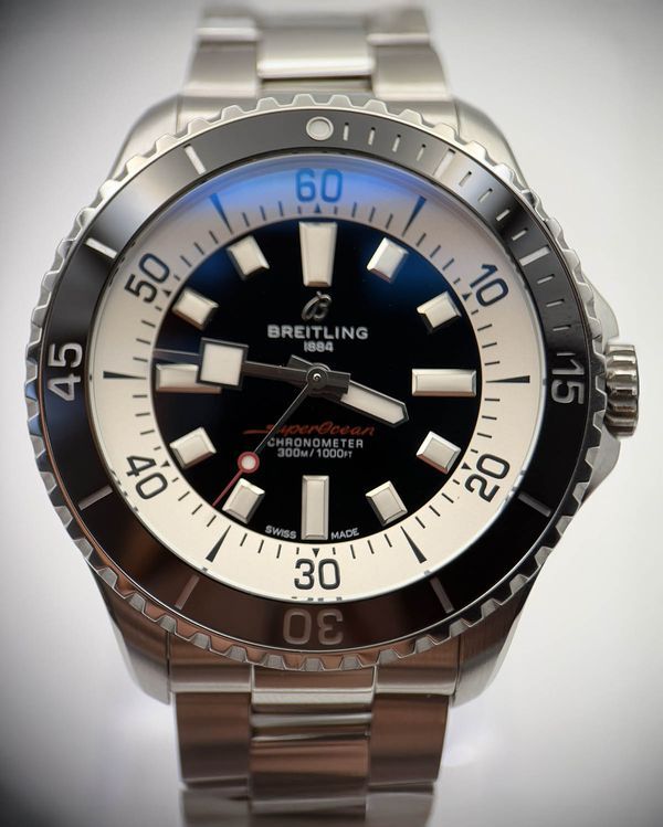 No Reserve - Breitling Superocean 44MM Black Dial Steel Bracelet (A17376211B1A1)