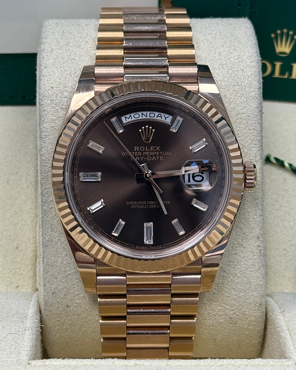 2017 Rolex Day-Date 40MM Chocolate Dial Rose Gold President Bracelet (228235)