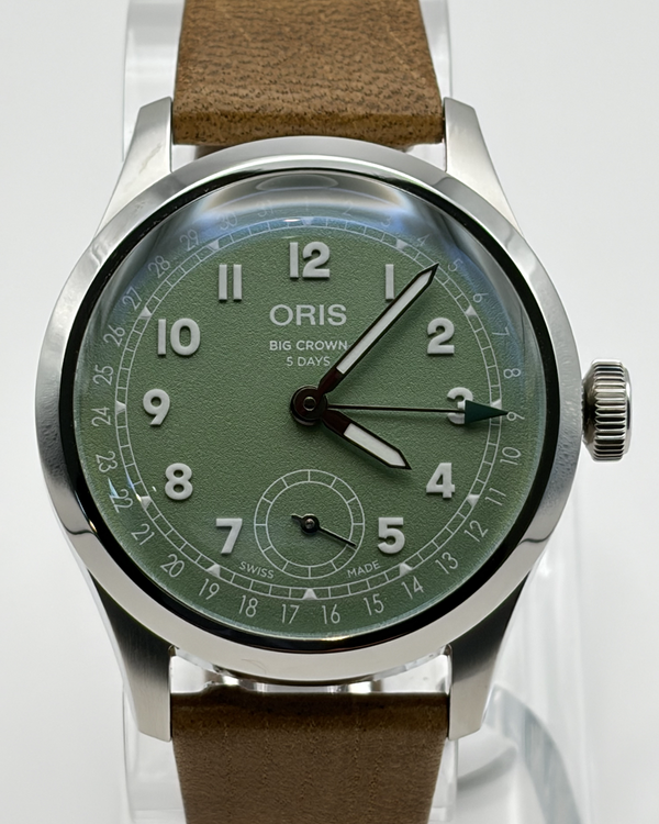2025 Oris Big Crown Pointer Date Calibre 403 40MM Green Dial Leather Strap (01 403 7799 4067)